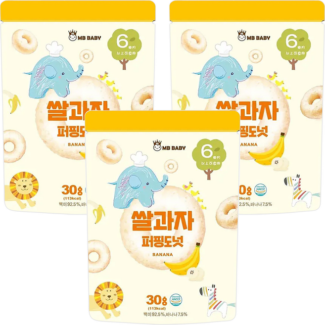 萌寶寶 米泡芙 6個月以上適用, 香蕉, 30g, 3包
