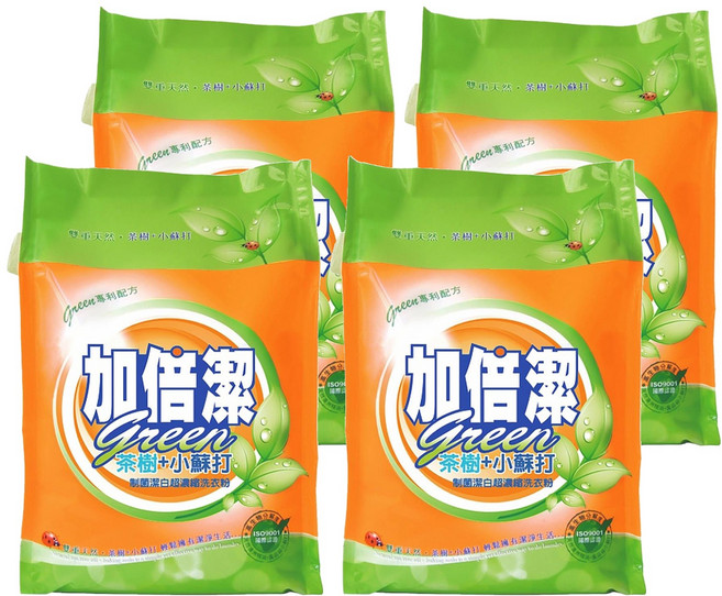 加倍潔 茶樹 + 小蘇打制菌潔白超濃縮洗衣粉, 2kg, 4包