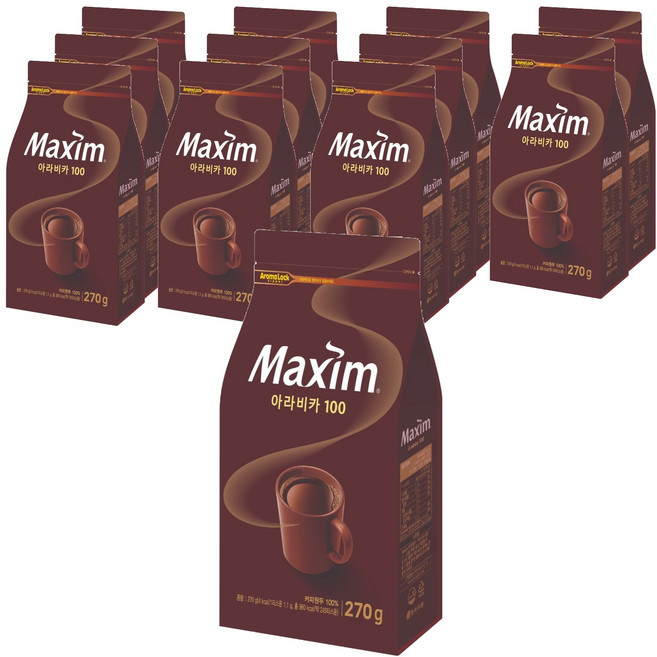 맥심 아라비카 100 원두 커피, 270g, 1개입, 12개