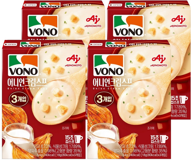 AJINOMOTO 味之素 VONO 即食沖泡洋蔥奶油濃湯, 54g, 4個