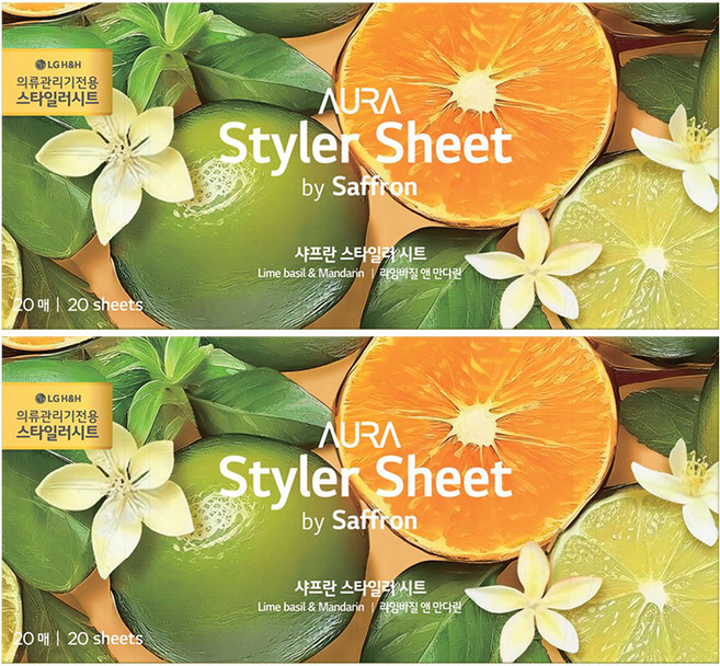 아우라 스타일러시트 라임바질 앤 만다린 본품, 20개입, 2개