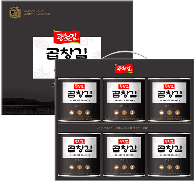 광천김 프리미엄 곱창캔김 6p 선물세트, 1세트