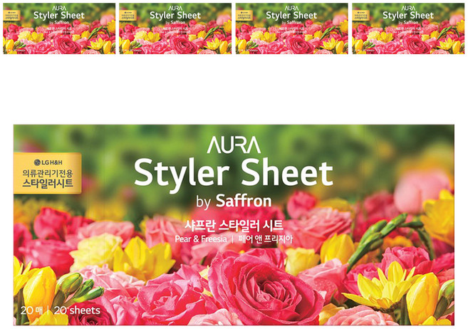 아우라 스타일러 시트 페어 앤 프리지아 본품, 5개, 페어앤프리지아