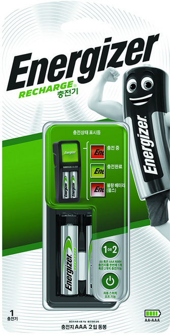 에너자이저 미니 충전기 CH2PC4 + 충전지 AAA 2p 세트, 1세트 - 쿠팡