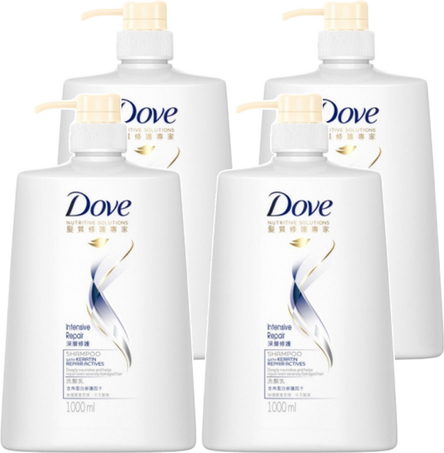 Dove 多芬 深層修護洗髮乳, 1000g, 4瓶