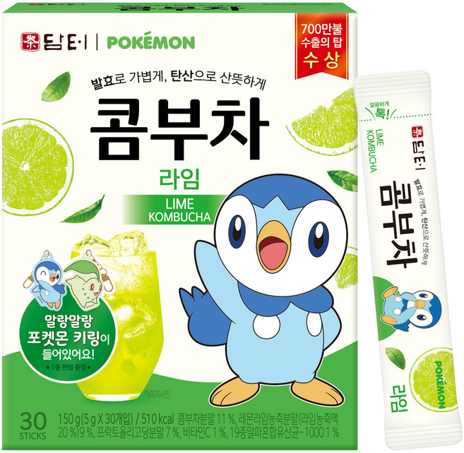 담터 포켓몬 콤부차 라임, 5g, 30개입, 1개