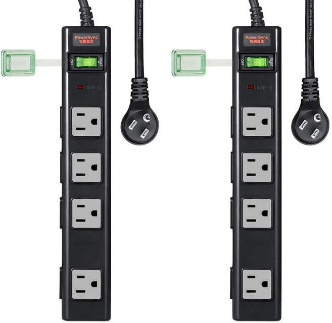 PowerSync 群加 高耐燃3孔 + 2孔8插防雷擊延長用電源線組 TN8M0018 27 x 5 x 3.6cm, 1.8m, 黑色, 2組