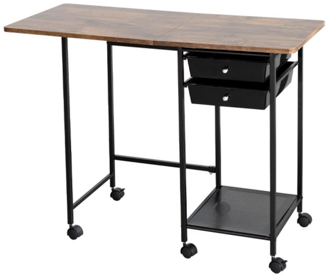 AMOS 亞摩斯 輕工業復古風摺疊收納桌 DCA039DK, 復古木紋