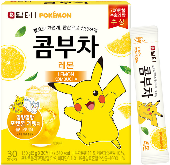 담터 포켓몬 콤부차 레몬, 5g, 30개입, 1개