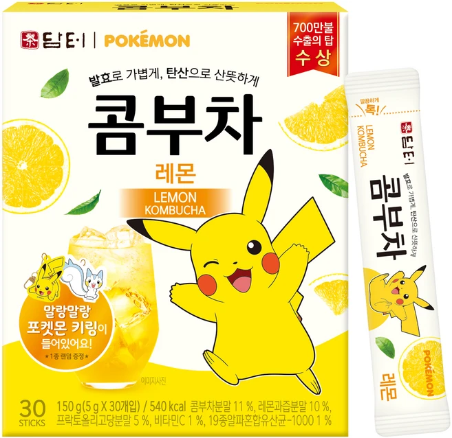 담터 포켓몬 콤부차 레몬, 5g, 30개입, 1개 - 쿠팡