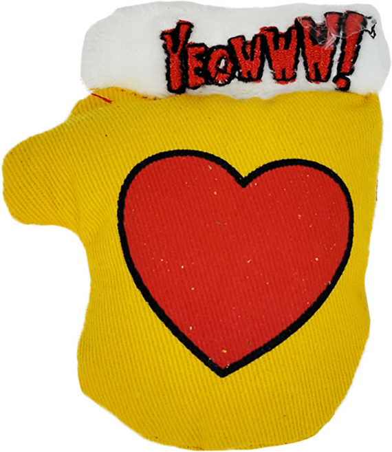 YEOWWW CATNIP 瘋狂貓 貓草玩具 手套, 黃色, 1個