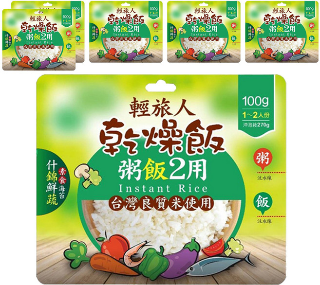 輕旅人 乾燥飯 素食海苔什錦鮮蔬風味, 100g, 6個