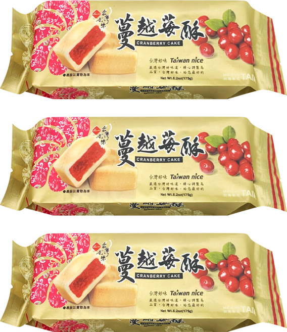 長松食品 蔓越莓酥, 175g, 3包