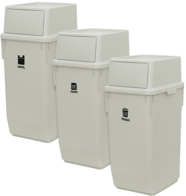 라이피스트 컬러빈 분리수거함 3p, 라이트그레이