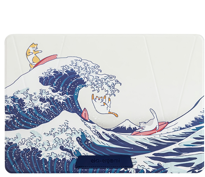 ekax ergomi Meta Stand 筆電支架, 神奈川沖浪喵 白色, 1個