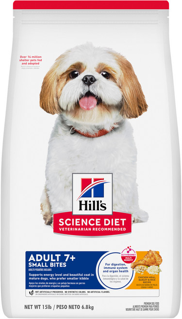 Hill's 希爾思 SCIENCE DIET 7歲以上成犬 乾飼料 小顆粒, 雞肉 + 大麥 + 糙米, 6.8kg, 1袋