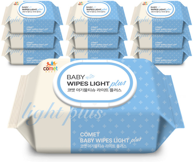 코멧 아기물티슈 라이트 플러스 캡형, 40g, 120매, 10팩