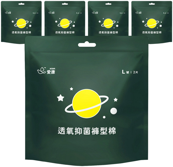 icon 愛康 透氧抑菌褲型棉, L 臀圍85-105cm, 2片, 5包