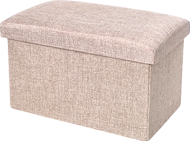 多功能可折疊棉麻收納凳 40 x 25 x 25cm, 米色, 1個