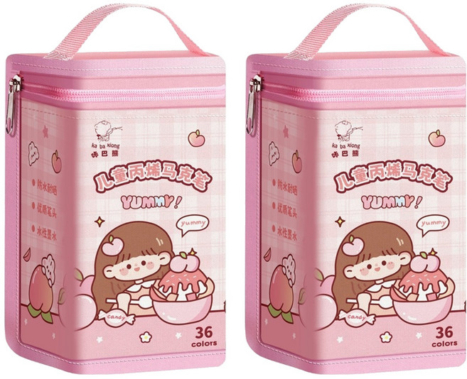 咔巴熊 彩色丙烯馬克筆套裝 桃桃茶話會, 36色, 2組