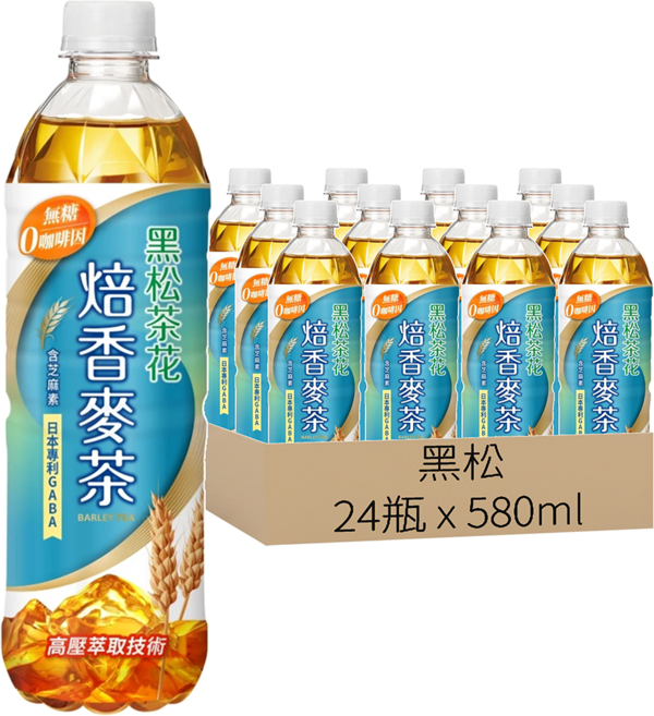 黑松茶花 焙香麥茶, 580ml, 24瓶