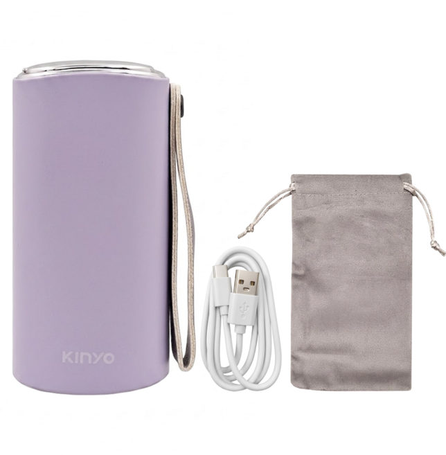 Kinyo 智能溫控充電暖暖寶 附布袋 + Type-C充電線 53 x 32 x 102mm 225g, HDW-6885, 紫色