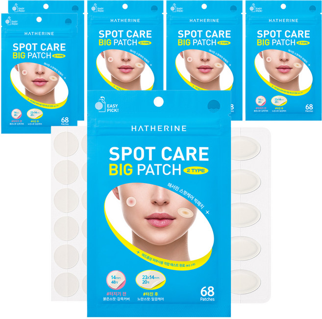 해서린 스팟 케어 빅 패치 붉은 스팟 48p + 노란 스팟 20p 세트, 6개