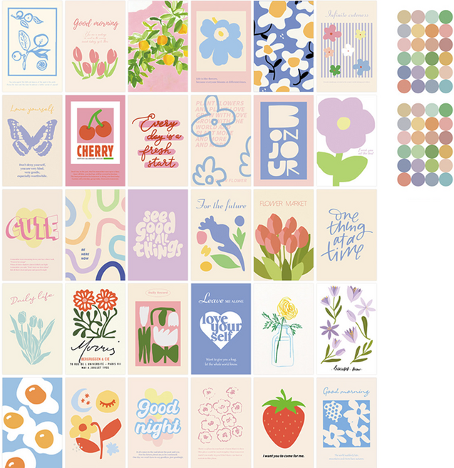 인아트 벽꾸미기 인테리어 감성 사진 엽서 30종 세트, 무한 큐티, 1세트