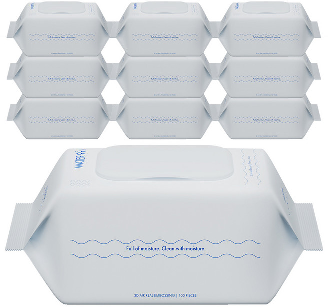 워터 99% 초순수 저자극 베이직 아기물티슈 캡형, 50g, 100매, 10개
