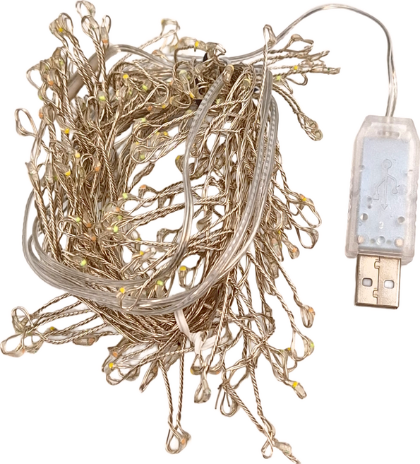 LED鞭炮銅線燈 3公尺 USB控制器 多段模式, 四彩, 1組