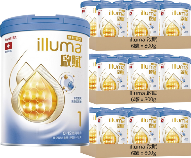 illuma 啟賦 嬰兒配方奶粉 新升級 1號 0~12個月, 800g, 1罐, 18罐