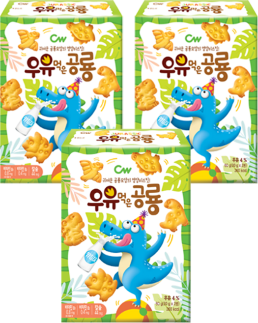 청우식품 우유먹은 공룡, 60g, 3개