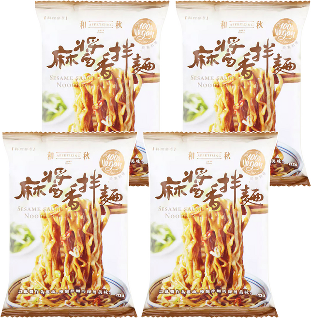 和秋 麻醬香拌麵 122g, 4包