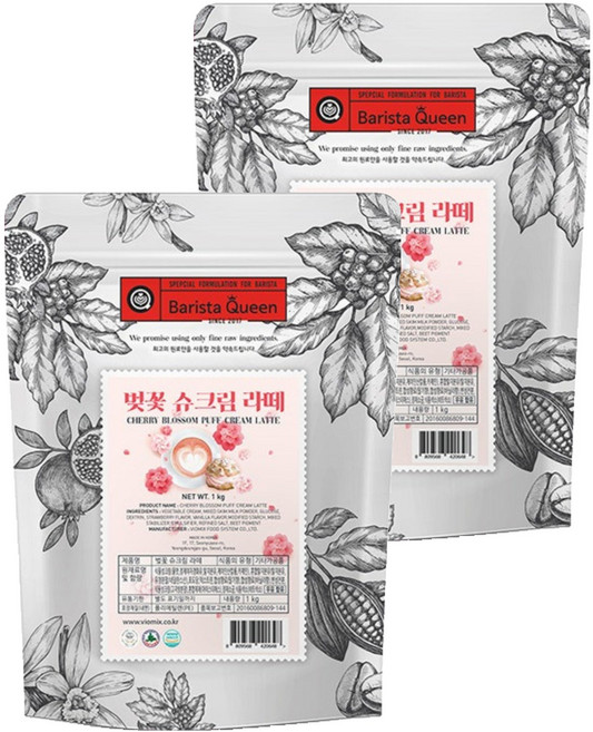 바리스타퀸 벚꽃 슈크림 라떼분말, 1kg, 1개입, 2개