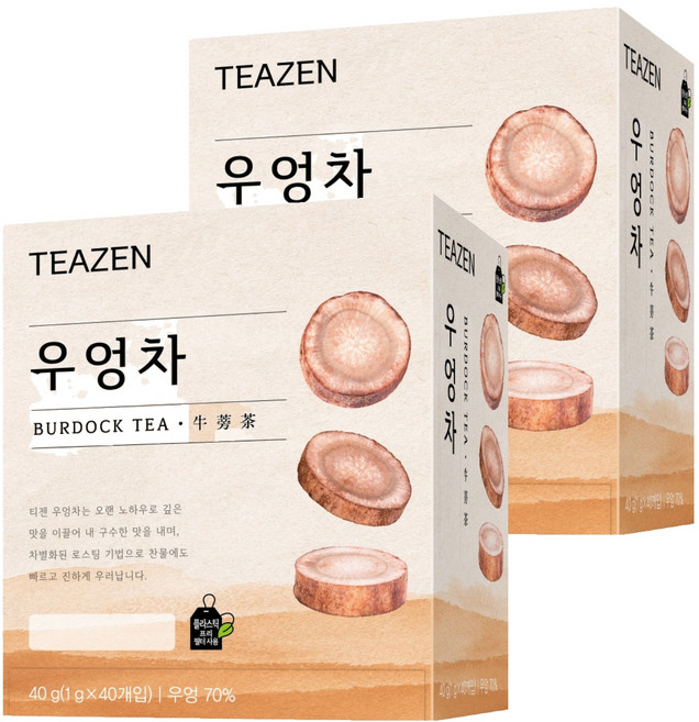 티젠 100세 시대 청춘비법 우엉차, 1g, 40개입, 2개