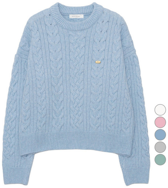 BURU N JUDY 女款裝飾麻花圓領針織衫 BOSBPO511A