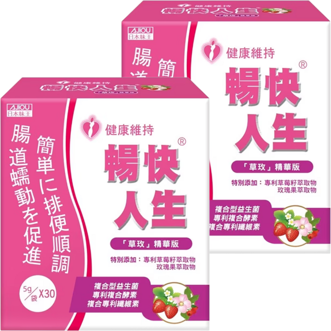 AJIOU 日本味王 暢快人生 草玫, 30包, 5g, 2盒