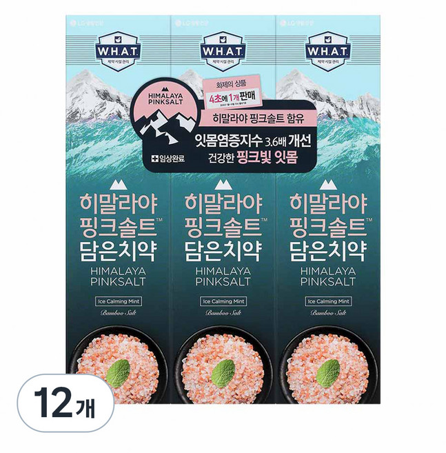 히말라야핑크솔트 담은 치약 아이스 카밍 민트, 100g, 12개