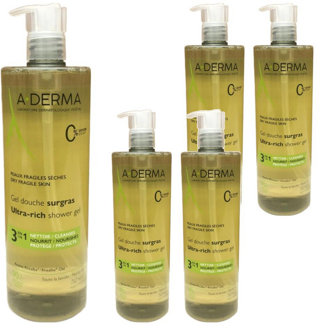 A-DERMA 艾芙美 燕麥泡沫潔膚凝膠 滋潤型, 750ml, 5瓶