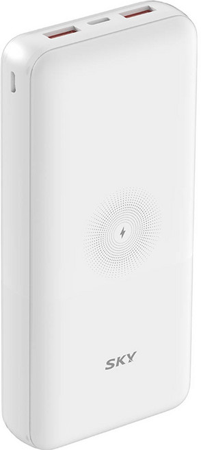 SKY 필 WX20 고속충전 PD 대용량 무선 보조배터리 20000mAh 멀티단자, 화이트, SKY-WX20PD