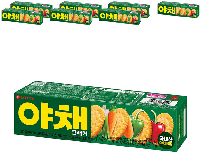 롯데웰푸드 야채 크래커 과자, 83g, 8개
