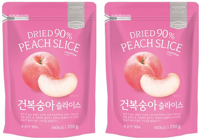 리치팜너트 건복숭아 슬라이스, 250g, 2개