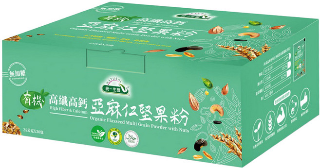 統一生機 有機高纖高鈣亞麻仁堅果粉, 25g, 30包, 1盒