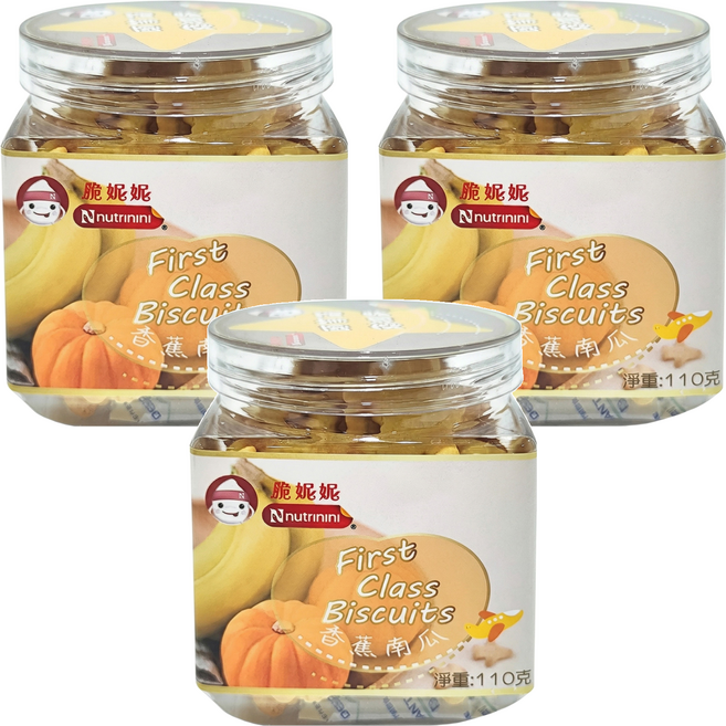 Nnutrinini 脆妮妮 頭等艙飛機餅 1歲以上, 香蕉南瓜, 110g, 3罐