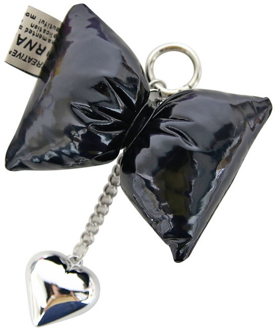 니뜨 쿠션 리본 키링, 13.5cm, 블랙, 1개