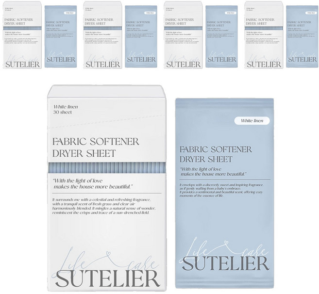 수뜰리에 에센스 건조기시트 섬유유연제 화이트린넨향 본품, 5개, 30개입