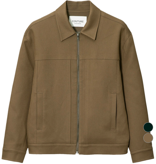 MIND BRIDGE 男士高級訂製斜紋拉鍊卡車夾克 MZJP6170