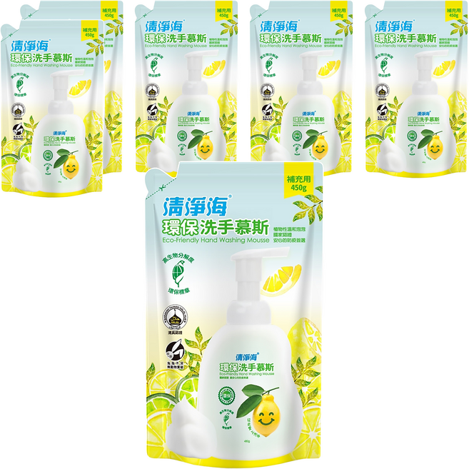 清淨海 環保洗手慕斯, 450g, 6包