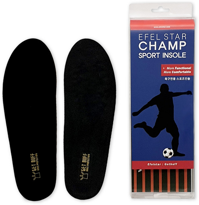 에펠스타 축구선수용 쿠션 기능성 챔프인솔, 블랙