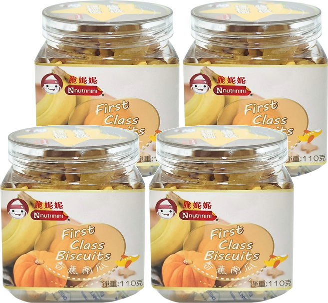Nnutrinini 脆妮妮 頭等艙飛機餅 1歲以上, 香蕉南瓜, 110g, 4罐